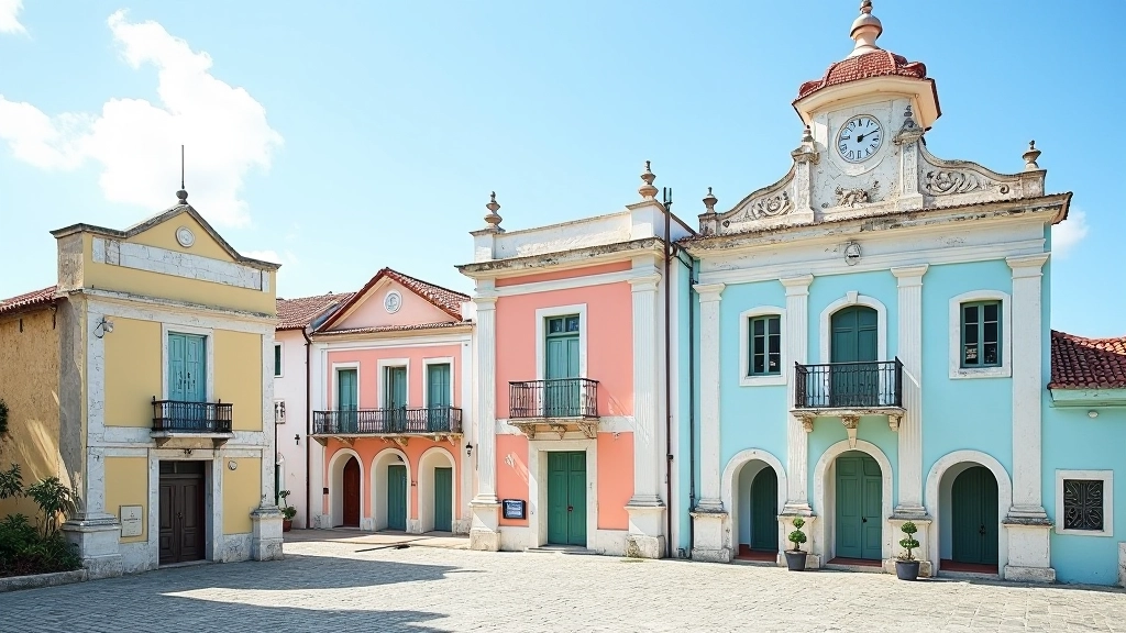 Arquitectura colonial de los edificios históricos junto al puerto